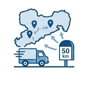 Lieferwagen-Symbol als Zeichen für kurze Lieferwege
