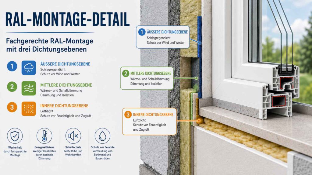 Infografik zur Fenstermontage nach RAL